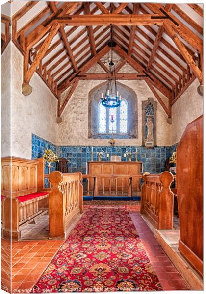 Interior of St Padrig's Church, Llanbadrig, Anglesey, Wales Canvas Print by Kevin Hellon