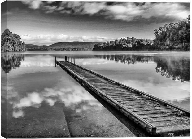 Cloud reflections early morning, Lake Mapourika, South Island Ne Canvas Print by Kevin Hellon