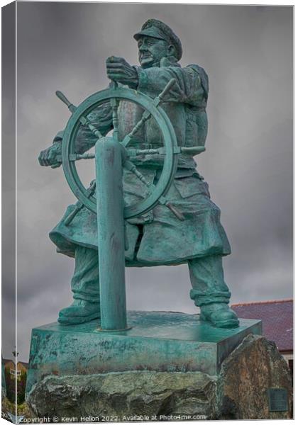 Bronze statue of Richard Coxswain (Dic) Evans, Canvas Print by Kevin Hellon