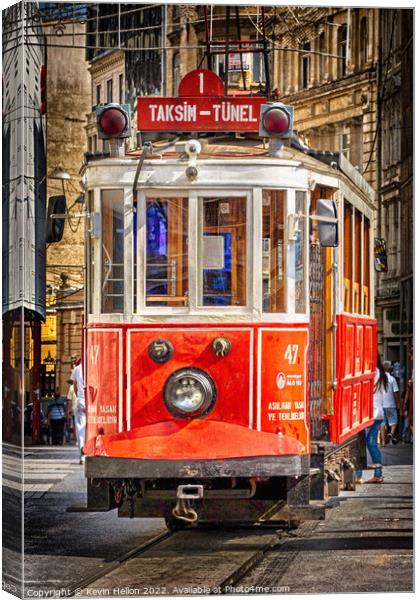 Old tram in Beyoglu, Istanbul, Turkey Canvas Print by Kevin Hellon
