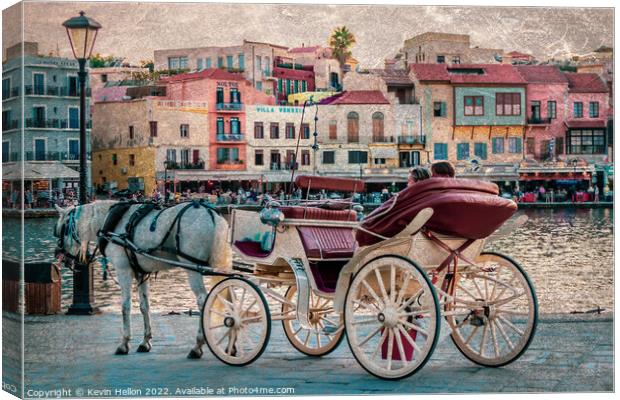 Horse and carriage nect to the old Venetian Harbou Canvas Print by Kevin Hellon