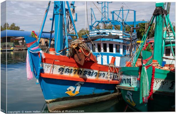 Thai fishing boats, Canvas Print by Kevin Hellon