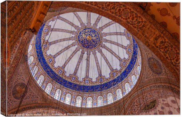 Ceiling of the Sultan Ahmed (Blue Mosque), Istanbul, Turkey Canvas Print by Kevin Hellon