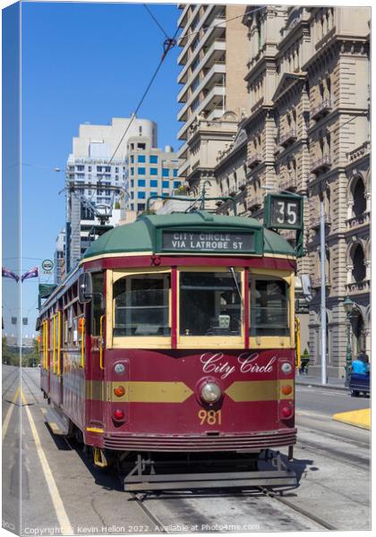 City Circle Tram on Spring Street, Melbourne, Victoria, Australi Canvas Print by Kevin Hellon