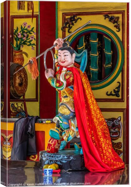 Chinese God in temple, Canvas Print by Kevin Hellon