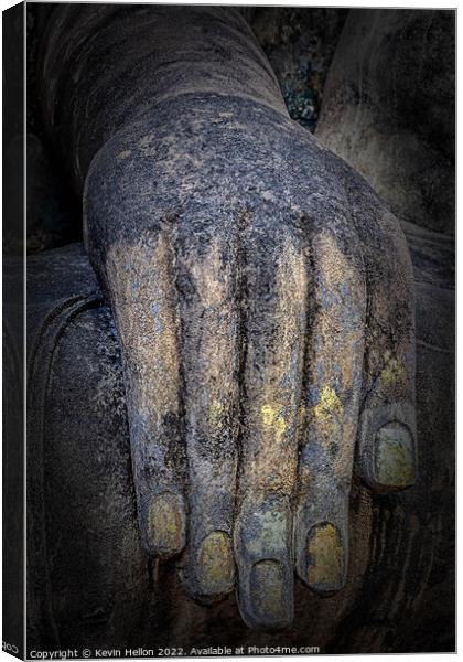 Buddha's hand, Sukhothai Historical Park, Thailand Canvas Print by Kevin Hellon