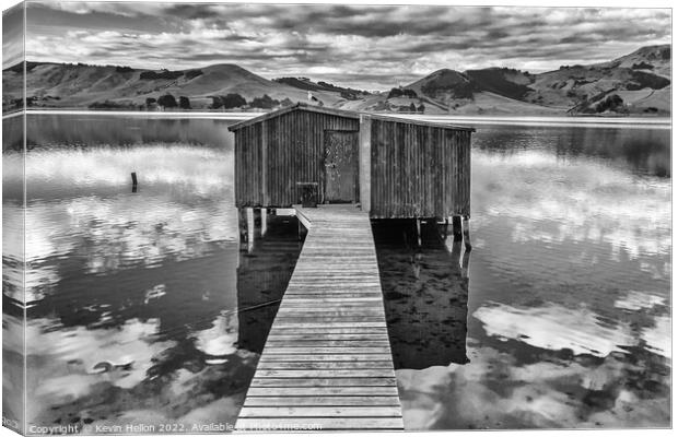 Boatshed at Hooper's Inlet, Otago Peninsular, South Island, New  Canvas Print by Kevin Hellon
