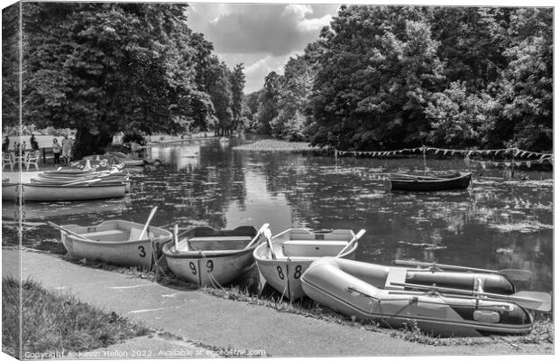 Boats on the Dam in The Rai park, High Wycombe Canvas Print by Kevin Hellon