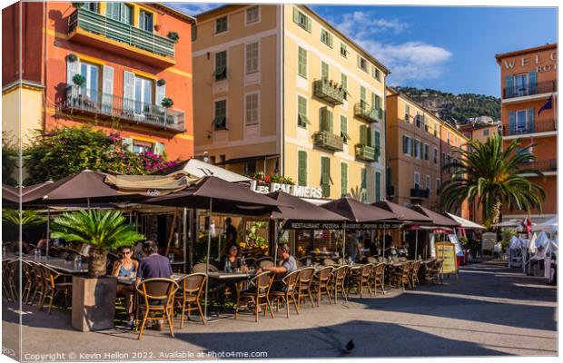 Cafe in Villefranche sur Mer, France Canvas Print by Kevin Hellon