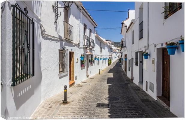 Typical street in Mijas, Canvas Print by Kevin Hellon