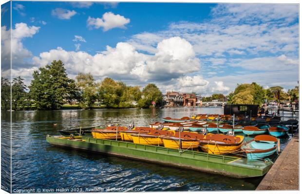 Boats for hire on the River Thames, Windsor, Berkshire, England Canvas Print by Kevin Hellon