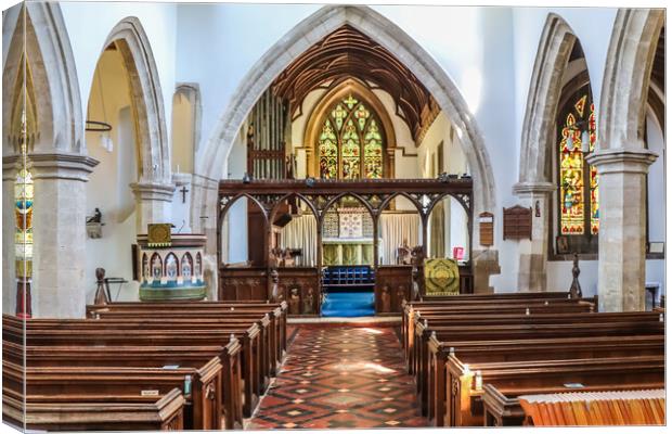 Interior of St Dunstan's Church in Monks Risborough Canvas Print by Kevin Hellon