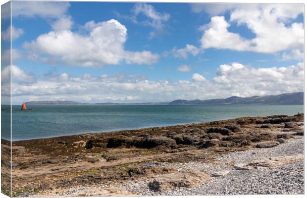 Seaweed and pebble beach, Penmon, Canvas Print by Kevin Hellon