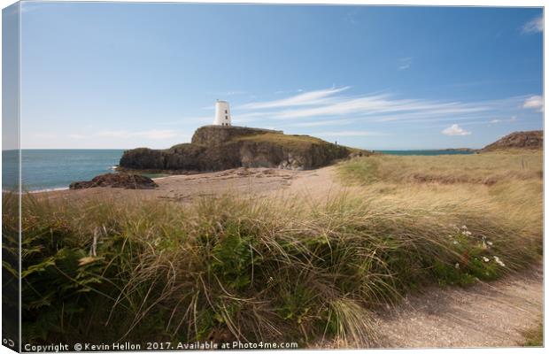 Lighthouse on Llanddwyn island, Anglesey, Gwynedd, Canvas Print by Kevin Hellon