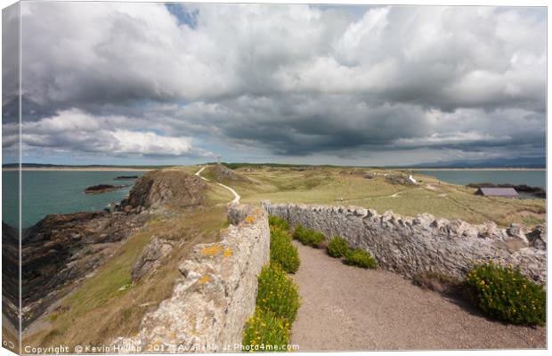 Pathway to cross on Llanddwyn island, Anglesey, Gw Canvas Print by Kevin Hellon