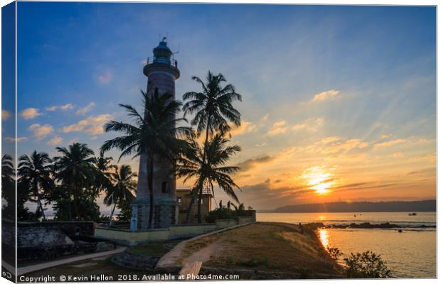 Sunrise Galle Fort lighthouse, Sri Lanka Canvas Print by Kevin Hellon