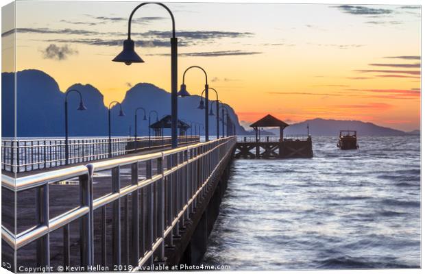 Dawn, Khlong Kian pier Canvas Print by Kevin Hellon