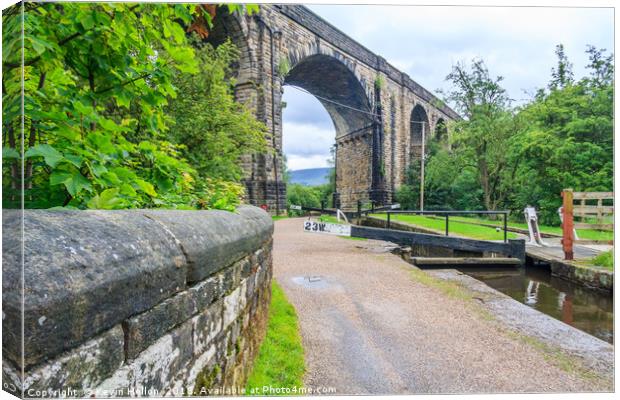 Lock, towpath, viaduct Canvas Print by Kevin Hellon