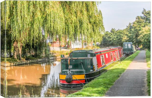 Narrowboats moored Canvas Print by Kevin Hellon