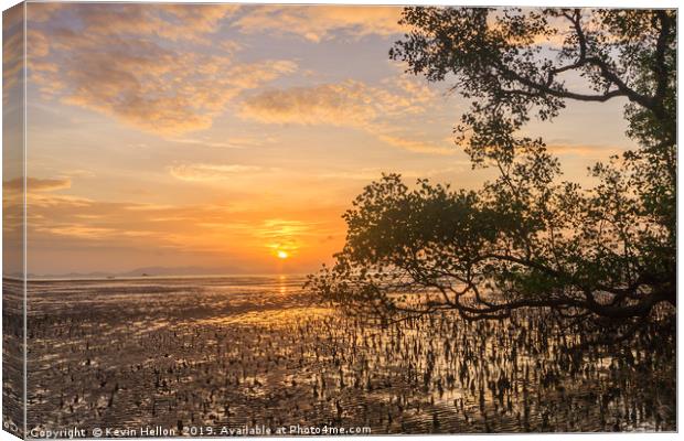 Dawn over the mudflats  Canvas Print by Kevin Hellon