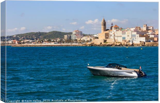 Power boat at anchor Canvas Print by Kevin Hellon