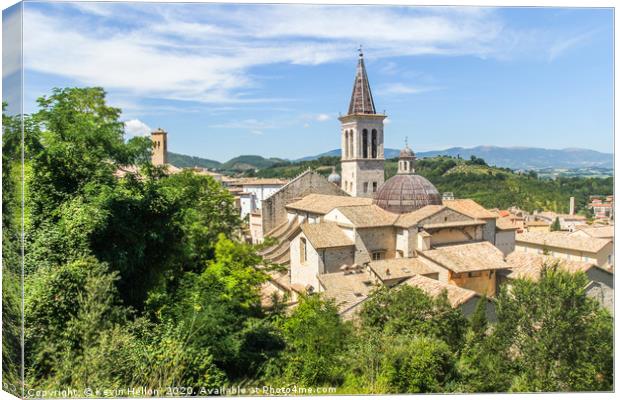 Cathedral, Spoleto Canvas Print by Kevin Hellon