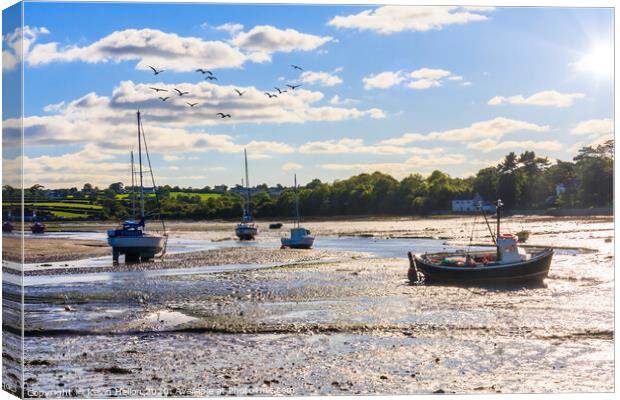 Boats at anchor in Red Wharf Bay Canvas Print by Kevin Hellon