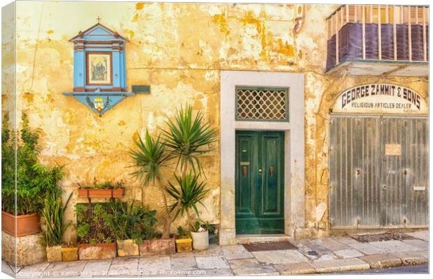 Old house & shopfront in Valletta, Malta Canvas Print by Kevin Hellon