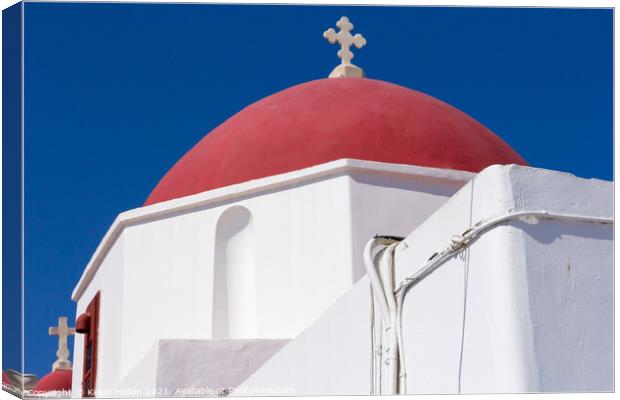 Red dome on church Canvas Print by Kevin Hellon