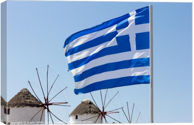 Greek flag Canvas Print by Kevin Hellon