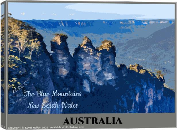 Vintage travel Poster for The Blue Mountains,  Canvas Print by Kevin Hellon