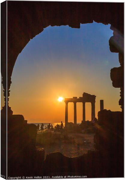 Sunset over the Temple of Apollo Canvas Print by Kevin Hellon