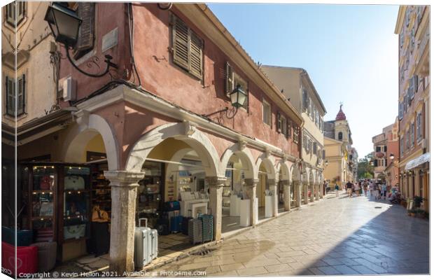 Venetian architecture in old Corfu town Canvas Print by Kevin Hellon