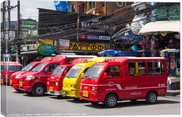Tuk tuks lined up waiting for business in Bangla road, Patong be Canvas Print by Kevin Hellon