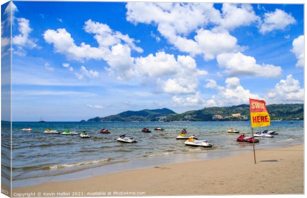 Swimming zone on Patong beach Canvas Print by Kevin Hellon