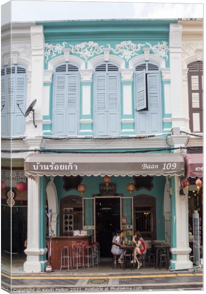 Restored sino portuguese architecture shophouse cafe i Canvas Print by Kevin Hellon