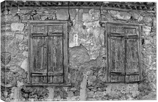 Old wooden window shutters Canvas Print by Kevin Hellon