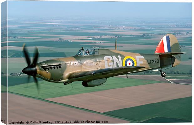 Hawker Hurricane IIc LF363/GN-F over the Fens Canvas Print by Colin Smedley