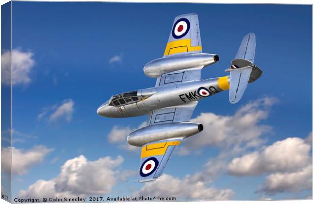 Gloster Meteor T.7 WA591 G-BWMF Canvas Print by Colin Smedley
