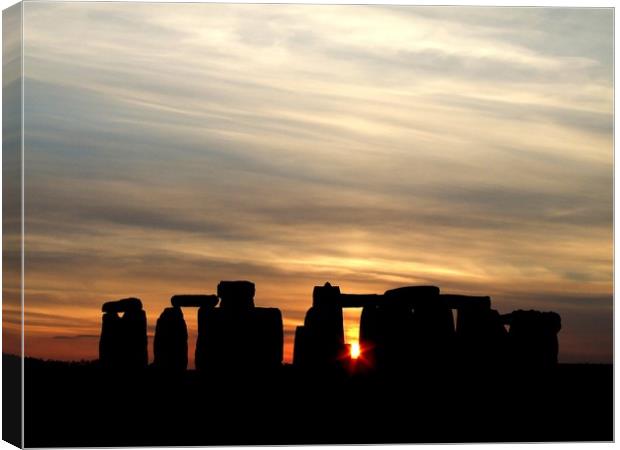 Sunset at Stonehenge Canvas Print by Mike Lanning