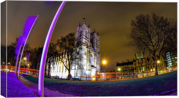 Westminster Abbey at night Canvas Print by Mike Lanning