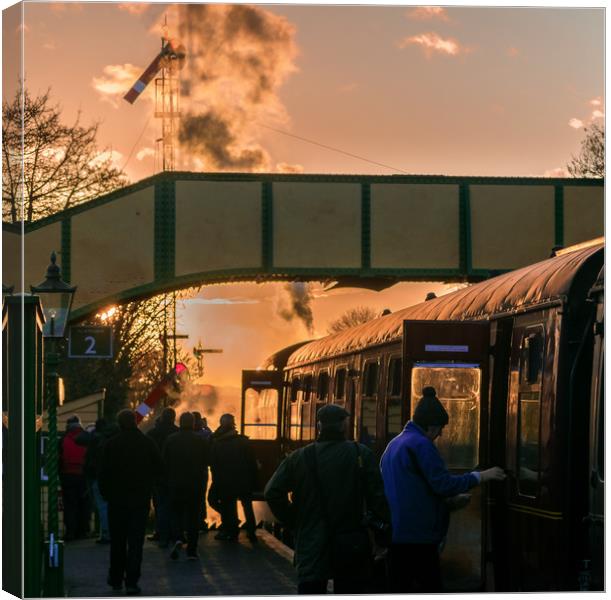 Boarding the Evening Train Canvas Print by Mike Lanning
