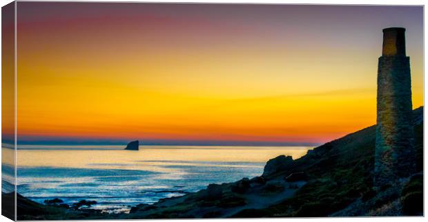 Trevellas Porth Sunset Canvas Print by Mike Lanning