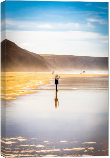 Young Photographer at Chapel Porth Canvas Print by Mike Lanning
