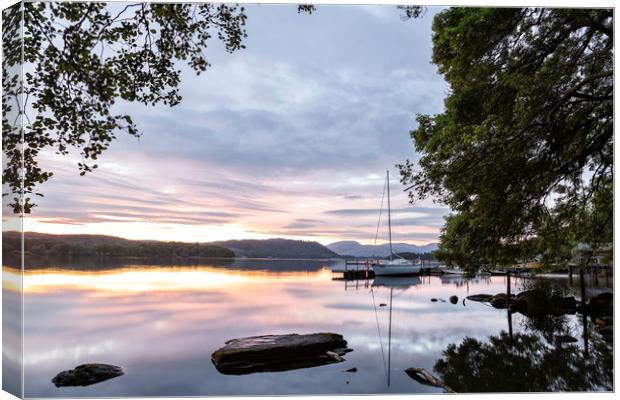 Sunset Over Lake Windermere Canvas Print by Mal Spain