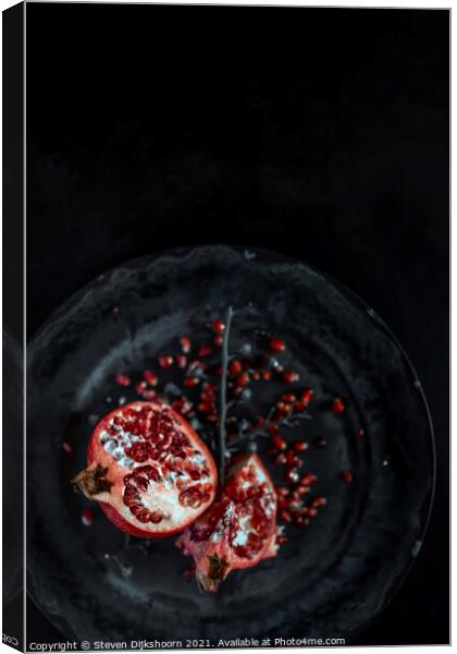 Still Life Pomegranate Canvas Print by Steven Dijkshoorn