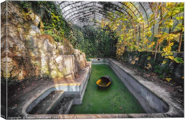 An abandoned swimming pool in Belgium Canvas Print by Steven Dijkshoorn