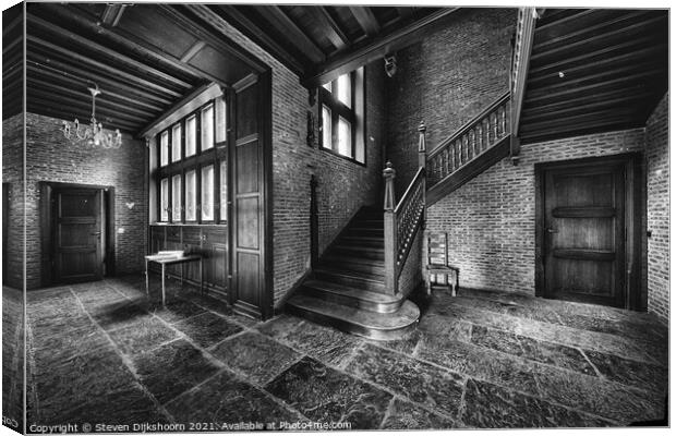 A beautifull staircase in black and white Canvas Print by Steven Dijkshoorn