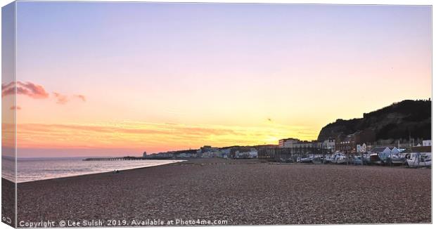 Hastings Beach at Sunset Canvas Print by Lee Sulsh