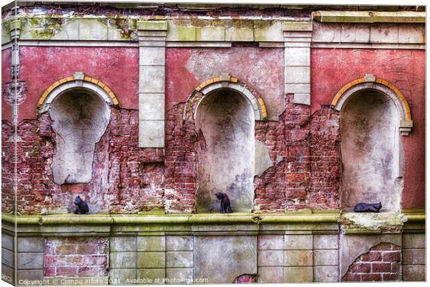 old wall containing statues of cats Canvas Print by Chris Willemsen